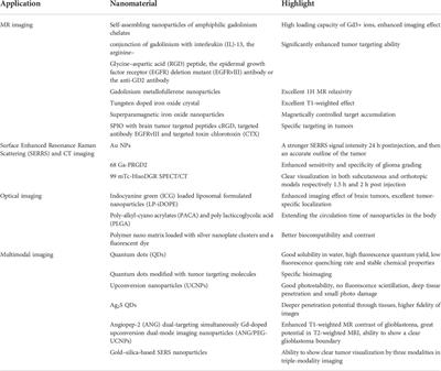 Application of nanomaterials in diagnosis and treatment of glioblastoma